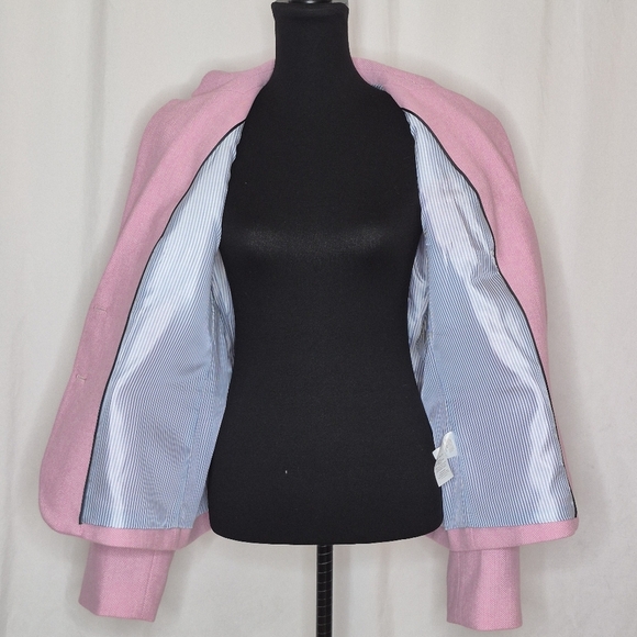J. Crew Factory Women's Pink Herringbone Wool Blend Schoolboy Blazer - Size 22 - Picture 9 of 15